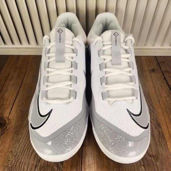Nike Alpha Huarache Elite 4 Men's 9 Grey White Metal Baseball Cleats FD2745-104 - Picture 8 of 10